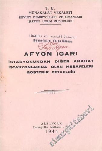 Afyon ( Gar ) İstasyonundan Diğer Anahat İstasyonlarına Olan Mesafeler