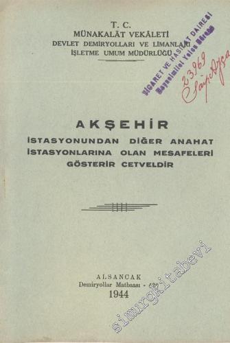 Akşehir İstasyonundan Diğer Anahat İstasyonlarına Olan Mesafeleri Göst