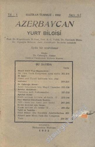 Azerbaycan Yurt Bilgisi - 6 - 7, Yıl: 1932