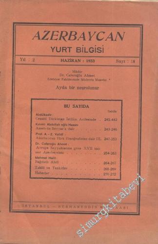 Azerbaycan Yurt Bilgisi - Sayı: 18, Yıl: 1933