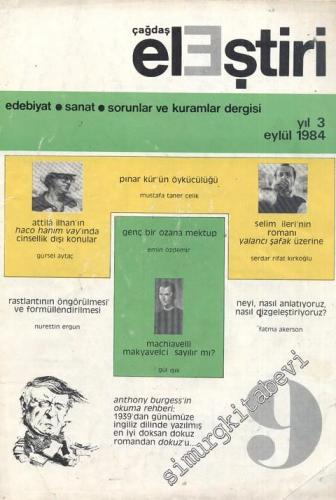 Çağdaş Eleştiri - Aylık Edebiyat Dergisi - Sayı: 9 Yıl: 3 Eylül