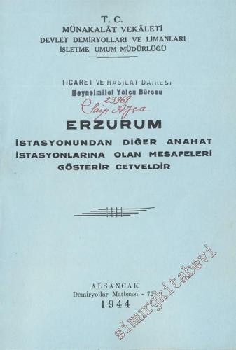 Erzurum İstasyonundan Diğer Anahat İstasyonlarına Olan Mesafeleri Göst