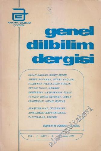 Genel Dilbilim Dergisi: Bedrettin Cömert'in Anısına - Sayı: 2 Cilt 1 T