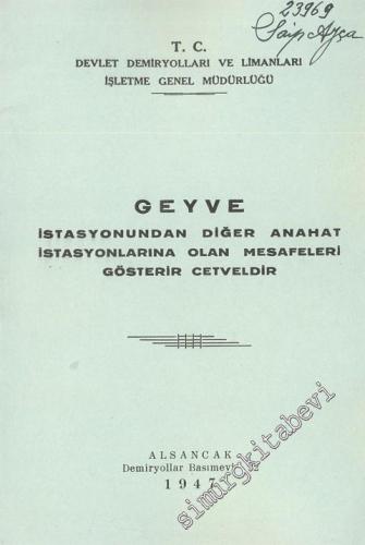 Geyve İstasyonundan Diğer Anahat İstasyonlarına Olan Mesafeleri Göster