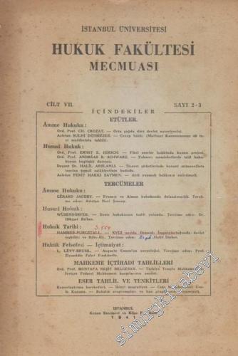 İstanbul Üniversitesi Hukuk Fakültesi Mecmuası - Sayı: 2 - 3 VIL