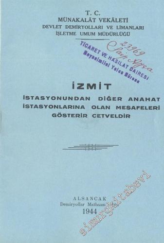 İzmit İstasyonundan Diğer Anahat İstasyonlarına Olan Mesafeleri Göster