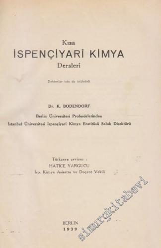 Kısa İspençiyarî Kimya Dersleri