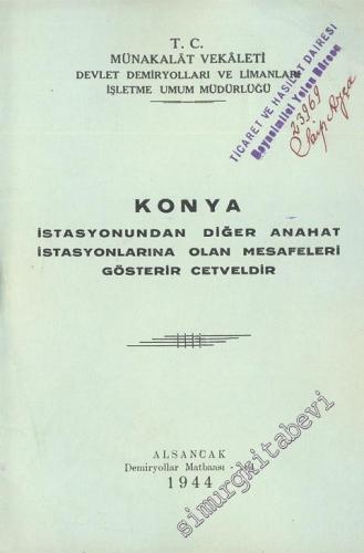 Konya İstasyonundan Diğer Anahat İstasyonlarına Olan Mesafeleri Göster