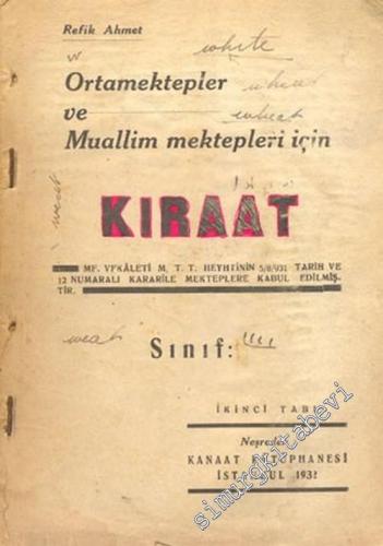 Ortamektepler ve Muallim Mektepleri İçin Kıraat Sınıf 1