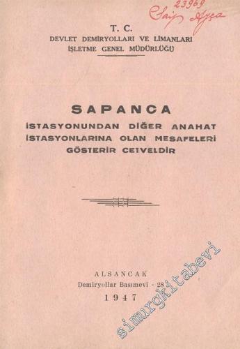 Sapanca İstasyonundan Diğer Anahat İstasyonlarına Olan Mesafeleri Göst