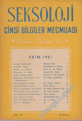 Seksoloji - Cinsi Bilgiler Mecmuası - Üçüncü Neşriyat Yılı - Sayı: 31 