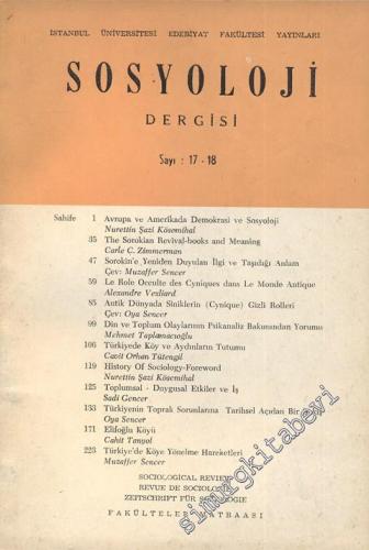 Sosyoloji Dergisi - Sayı: 17 - 18, Yıl: 1962 - 1963