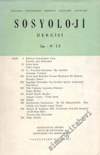 Sosyoloji Dergisi - Sayı: 19 - 20, Yıl: 1964 - 1966