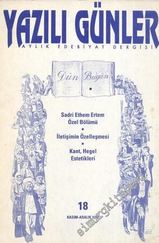 Yazılı Günler - Aylık Edebiyat Dergisi - Sayı: 18, Kasım - Aralık 1992