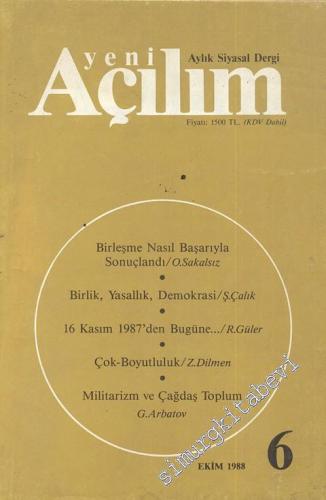 Yeni Açılım - Aylık Siyasal Dergi - Sayı 6, Ekim 1988