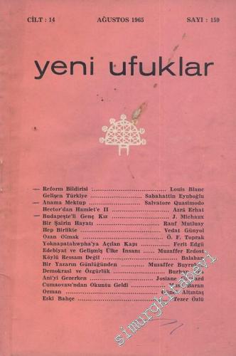 Yeni Ufuklar Aylık Sanat Fikir Dergisi - Sayı: 159, Ağustos 1965