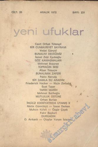 Yeni Ufuklar Aylık Sanat Fikir Dergisi - Sayı: 231, Aralık 1972